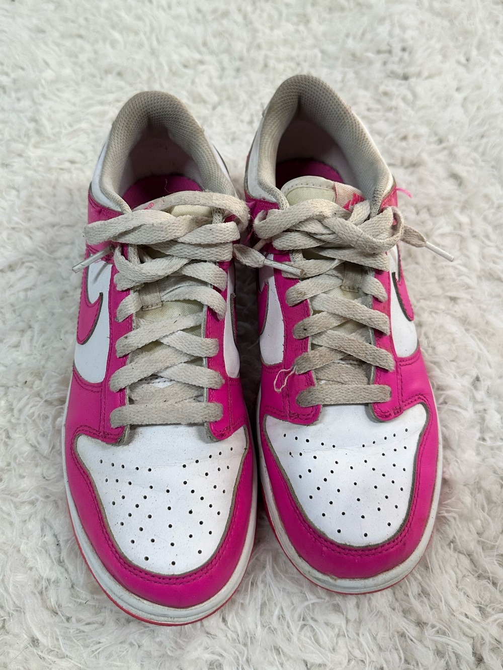 Nike Pink and White Panda Low Tops